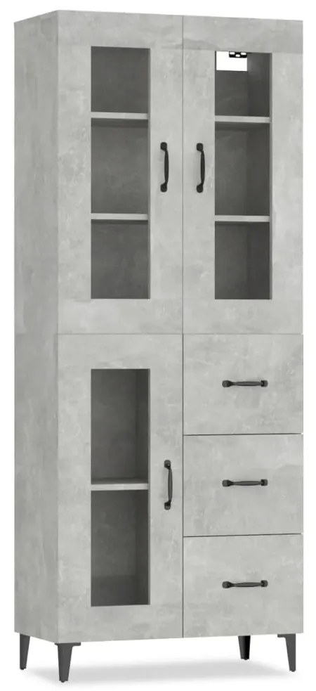vidaXL Ντουλάπι Γκρι Σκυροδέματος 69,5x34x180 εκ. Επεξεργασμένο Ξύλο