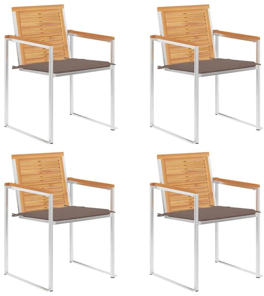 vidaXL Καρέκλες Κήπου 4 τεμ. από Μασίφ Ξύλο Teak με Μαξιλάρια
