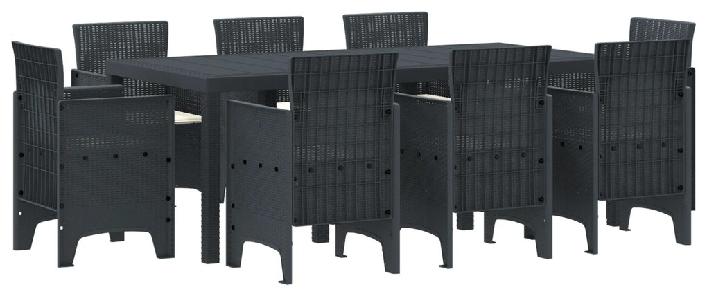 vidaXL Σετ Τραπεζαρίας Κήπου 9 pcs Ανθρακί Ρατάν πολυαιθυλενίου