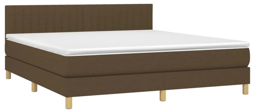 ΚΡΕΒΑΤΙ BOXSPRING ΜΕ ΣΤΡΩΜΑ &amp; LED ΣΚ.ΚΑΦΕ 160X200 ΕΚ ΥΦΑΣΜΑΤΙΝΟ 3133888