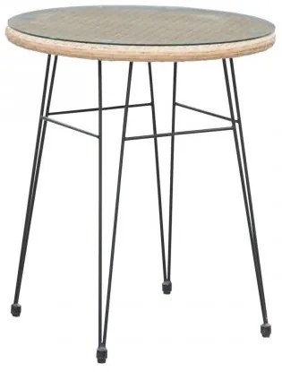 SALSA Τραπέζι H.70cm Μεταλλικό Μαύρο/Wicker Φυσικό D.60x70cm Ε244,ΤΗ