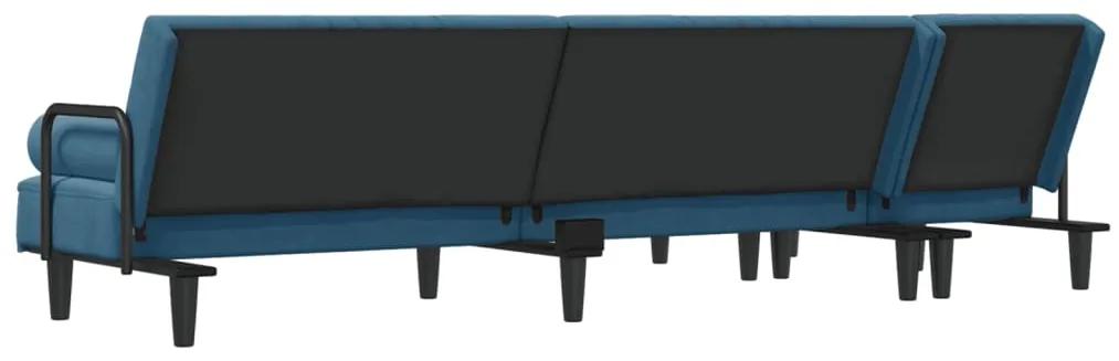 vidaXL Καναπές Κρεβάτι Γωνιακός Μπλε 260 x 140 x 70 εκ. Βελούδινος