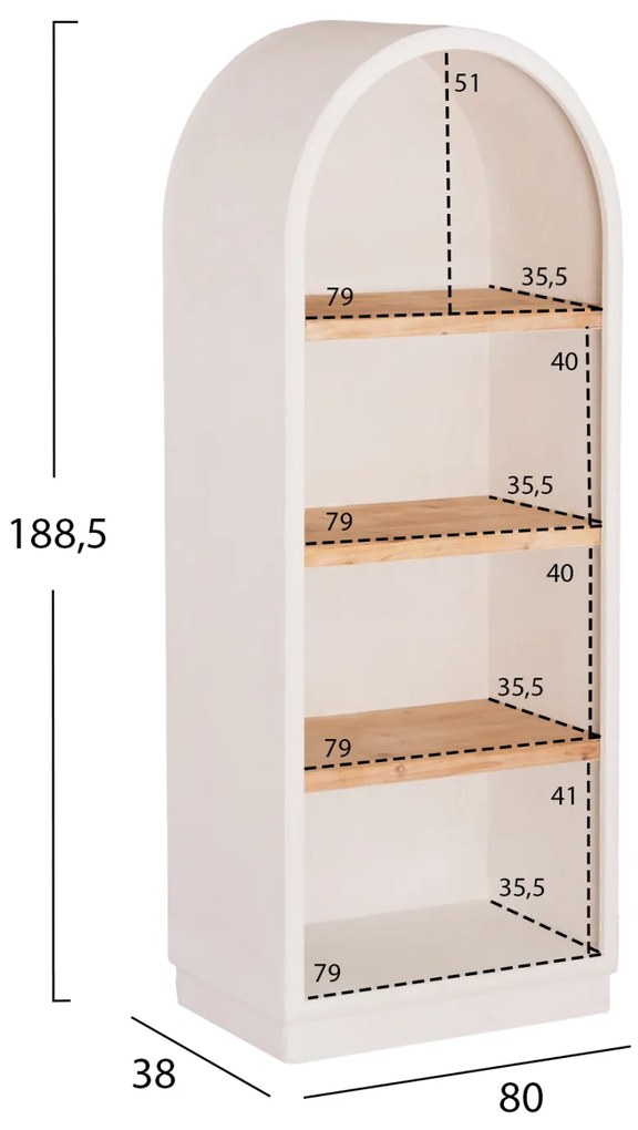 ΡΑΦΙΕΡΑ ΣΕΙΡΑ SANTORINI HM18044 MDF ΥΠΟΛΕΥΚΟ-ΡΑΦΙΑ ΞΥΛΟ ΕΛΑΤΟΥ ΦΥΣΙΚΟ 80x38x188,5Υεκ. - HM18044