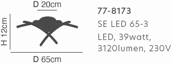 Φωτιστικό Οροφής - Πλαφονιέρα SE LED 65-3 XENA CEILING BRUSHED GOLD Ε3 - 21W - 50W - 77-8173