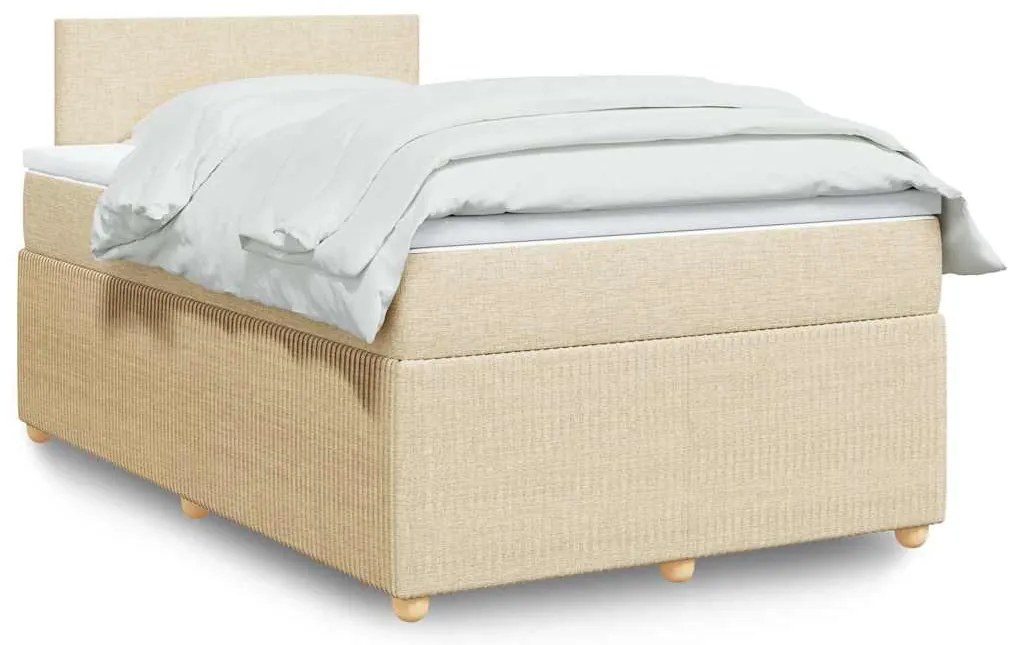 vidaXL Κρεβάτι Boxspring με Στρώμα Κρεμ 120x190 εκ. Υφασμάτινο