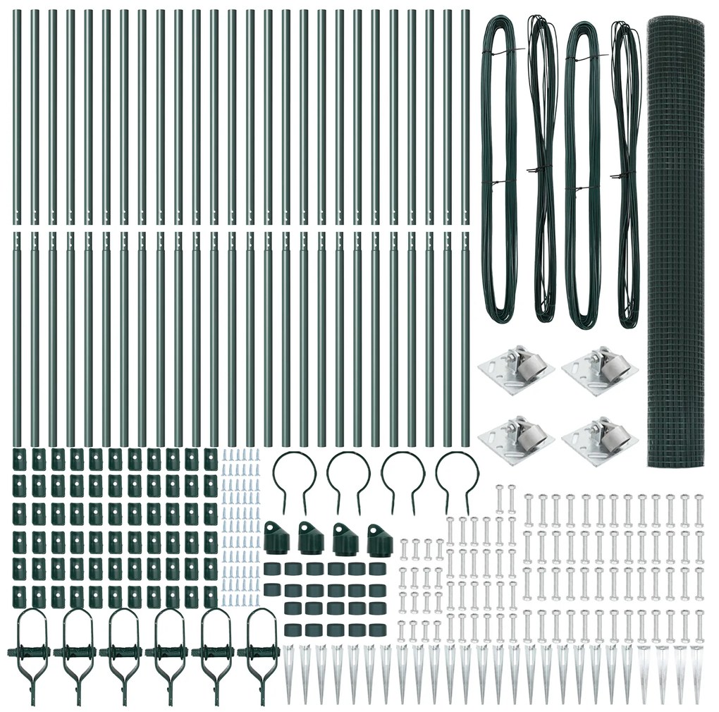vidaXL Φράκτης Welded Wire με 13 Σπικάκια Πράσινος 1.2x50 μ Ατσάλι
