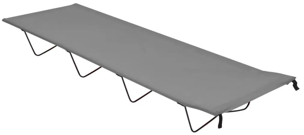 vidaXL Κρεβάτι Κάμπινγκ Γκρι 180x60x19εκ. Ύφασμα Oxford και Ατσάλι
