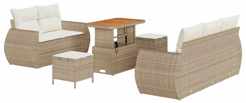 vidaXL Σετ Καναπέ Κήπου 8 pcs Μπεζ συνθετικό ρατάν