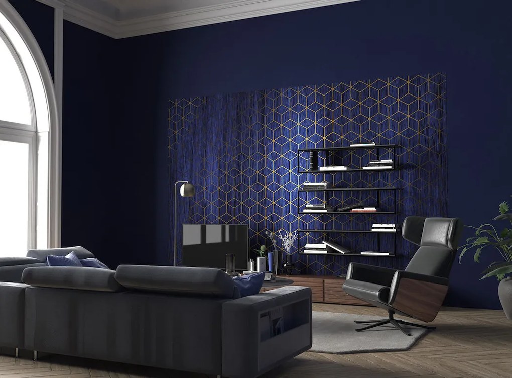 Φωτοταπετσαρία τοίχου με ρόμβους σε μπλε φόντο Mystique Bleu έτοιμων διαστάσεων 48HX8 (4.00M x 2.80Υ)