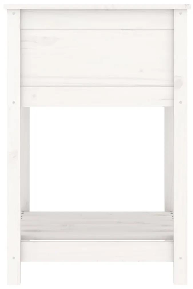 vidaXL Ζαρντινιέρα με Ράφι Λευκή 54 x 54 x 81 εκ. Μασίφ Ξύλο Πεύκου
