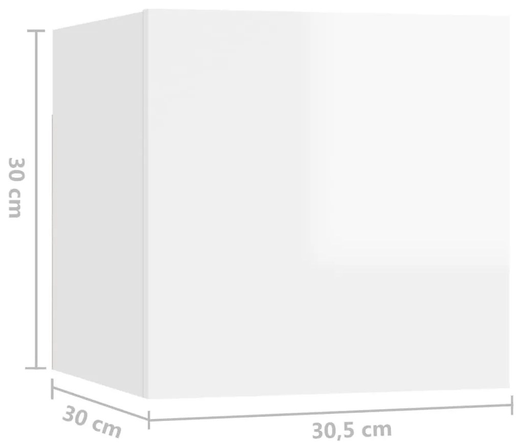 Κομοδίνο Γυαλιστερό Λευκό 30,5 x 30 x 30 εκ. από Επεξ. Ξύλο - Λευκό