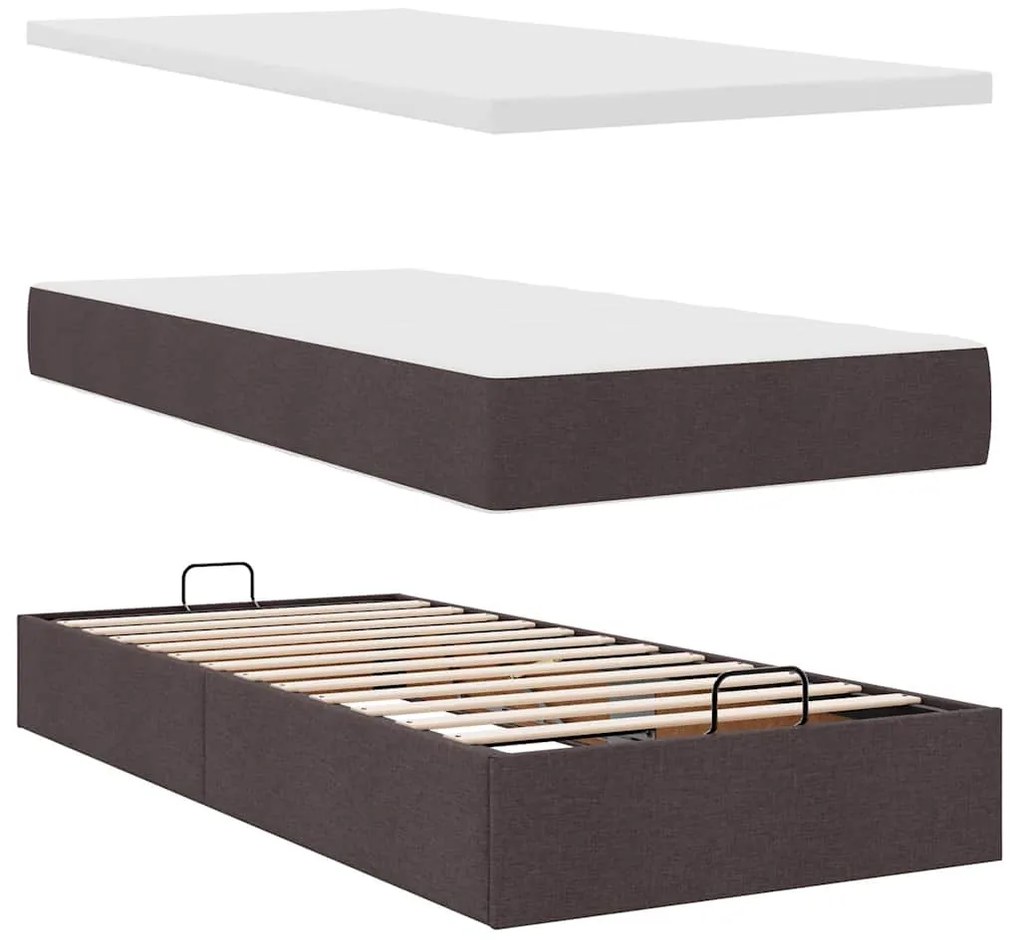 Οθωμανικό κρεβάτι με στρώμα Σκούρο καφέ 80x200cm ύφασμα 3313115