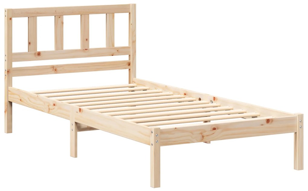 vidaXL Σκελετός Κρεβατιού Καφέ 90 x 190 cm Μασίφ ξύλο πεύκου
