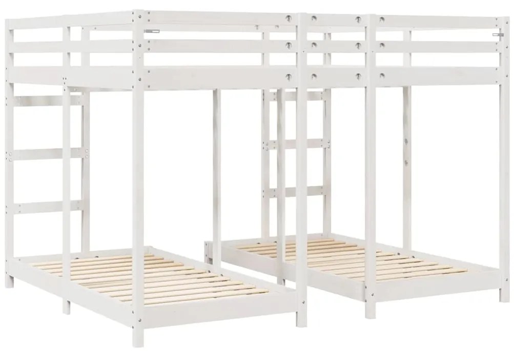 vidaXL Σκελετός Κουκέτας Τριών Επιπέδων Λευκό 160 x 200 cm