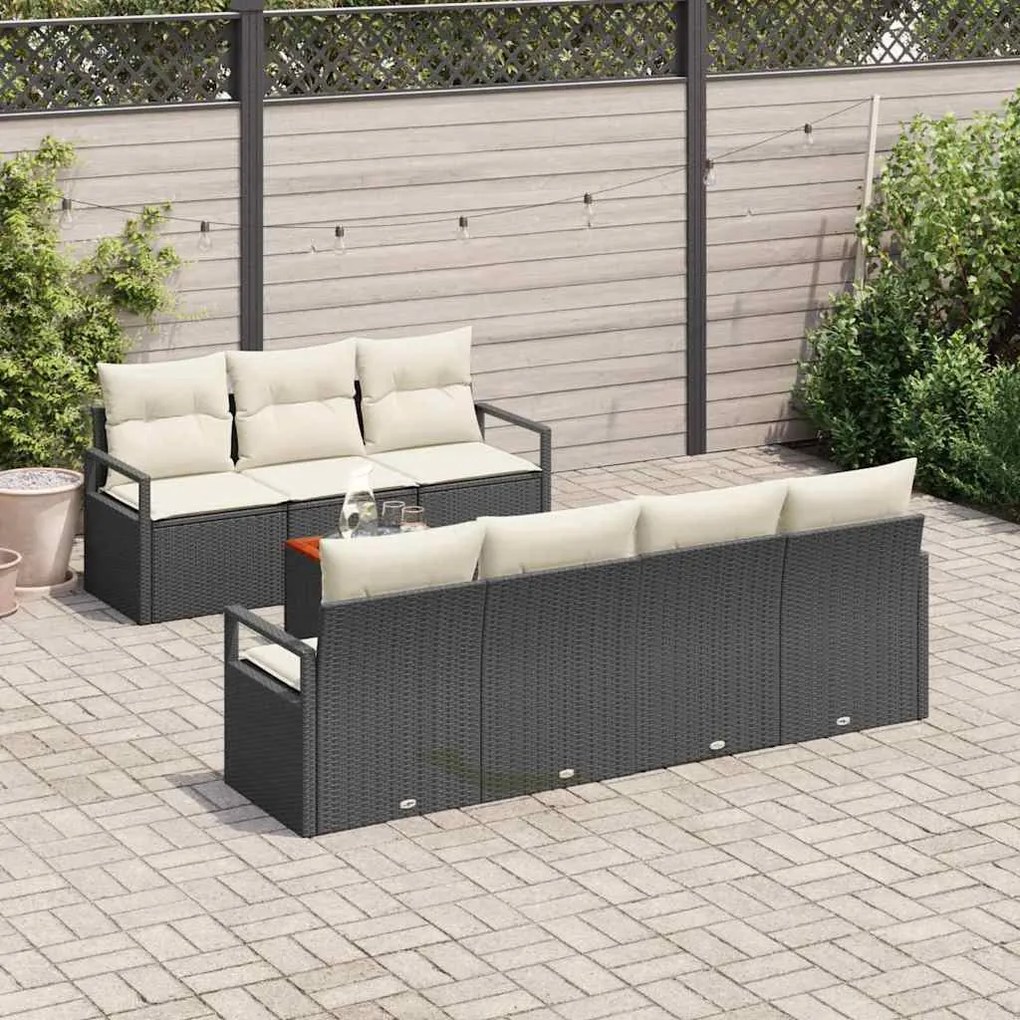 vidaXL Σετ Καναπέ Κήπου 8 pcs Μαύρος, λευκός