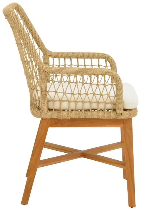 Τραπεζαρία 7τεμ Elaiza-Wooly teak ξύλο σε φυσική-μπεζ απόχρωση 220x90x75εκ 220x90x75 εκ.