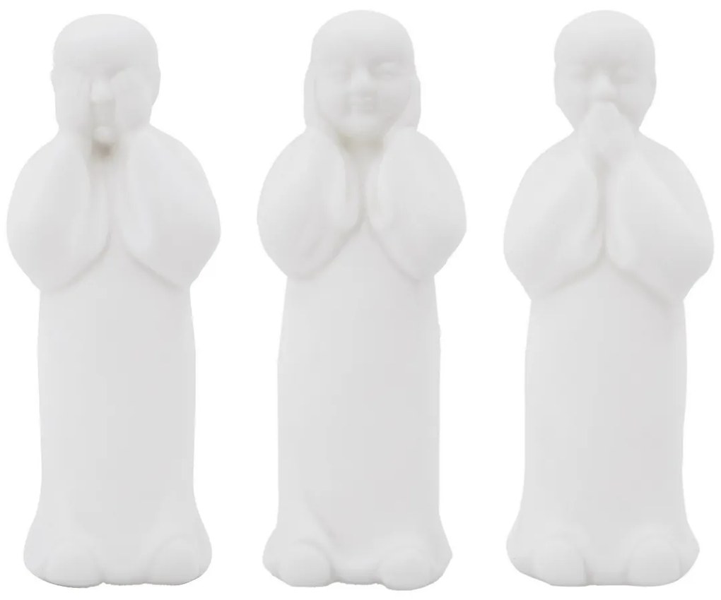 Artekko Buddha Monks Λευκά Επιτραπέζια Διακοσμητικά με Μοναχούς από Ρητίνη (9x7.5x25)cm 3pcs Artekko 83440