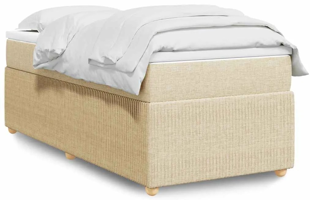 vidaXL Κρεβάτι Boxspring με Στρώμα Κρεμ 100 x 200 εκ. Υφασμάτινο