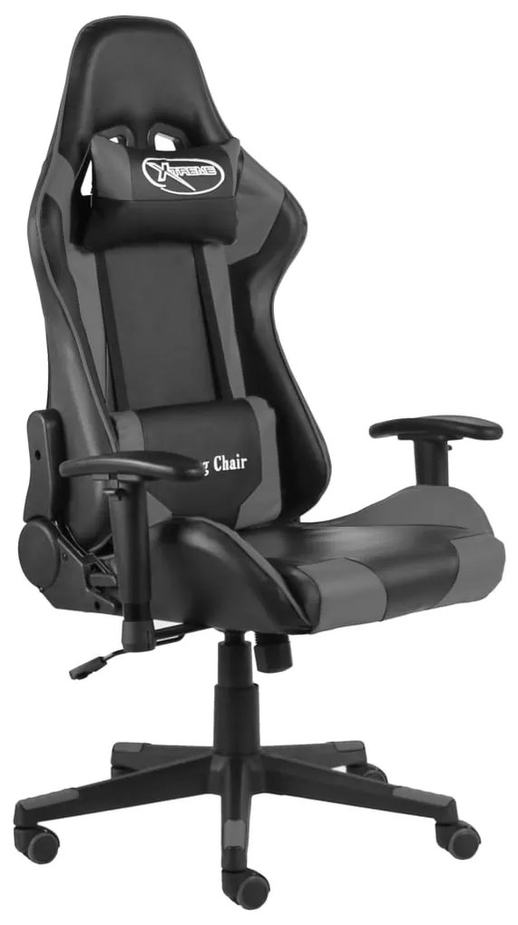 vidaXL Καρέκλα Gaming Περιστρεφόμενη Γκρι PVC