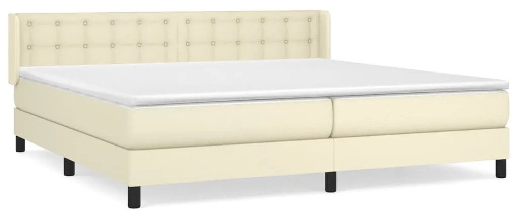 vidaXL Κρεβάτι Boxspring με Στρώμα Κρεμ 200x200 εκ. Συνθετικό Δέρμα