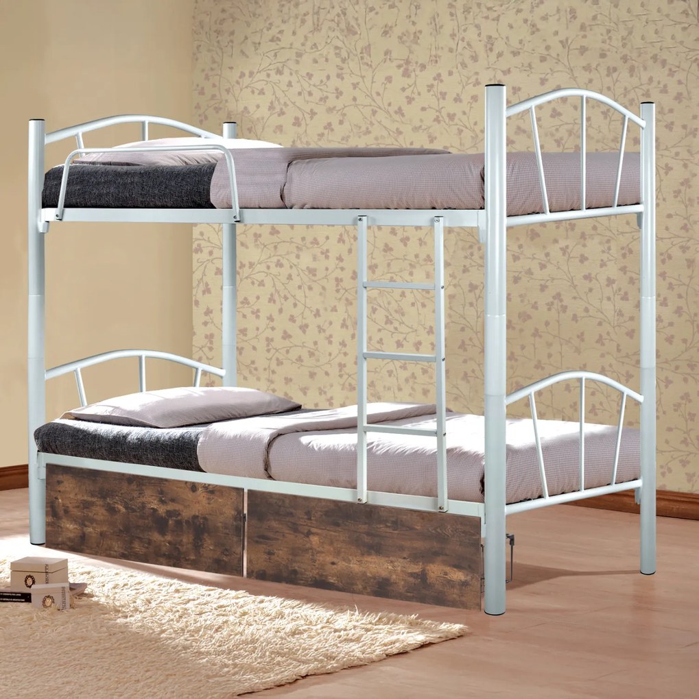 ΚΟΥΚΕΤΑ FLOOR HM21123 ΜΕΤΑΛΛΙΚΗ ΛΕΥΚΗ ΜΕ 2 ΕΠΙΔΑΠΕΔΙΑ ΣΥΡΤΑΡΙΑ ΚΑΦΕ 200x91,5x177,5Yεκ. (1 Τεμμάχια)