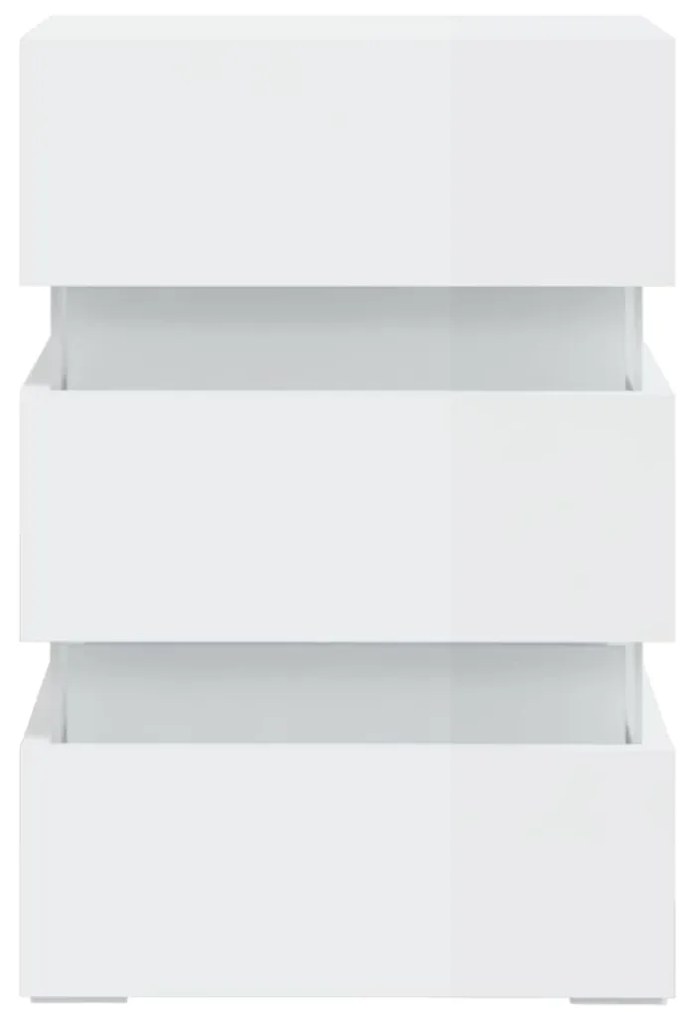 vidaXL Κομοδίνο με LED Γυαλιστερό Λευκό 45x35x67 εκ. Επεξεργασμ. Ξύλο
