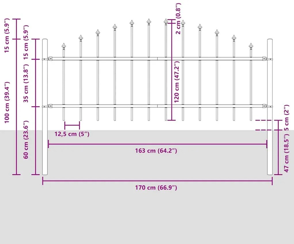 vidaXL Φράχτης Κήπου 4 pcs Γκρι 170 x 140 εκ