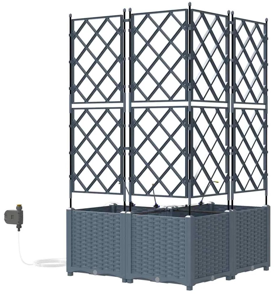 vidaXL Γλάστρες Κήπου 1 τεμ Ανοιχτό γκρι 80 x 80 x 142 cm Πλαστικό