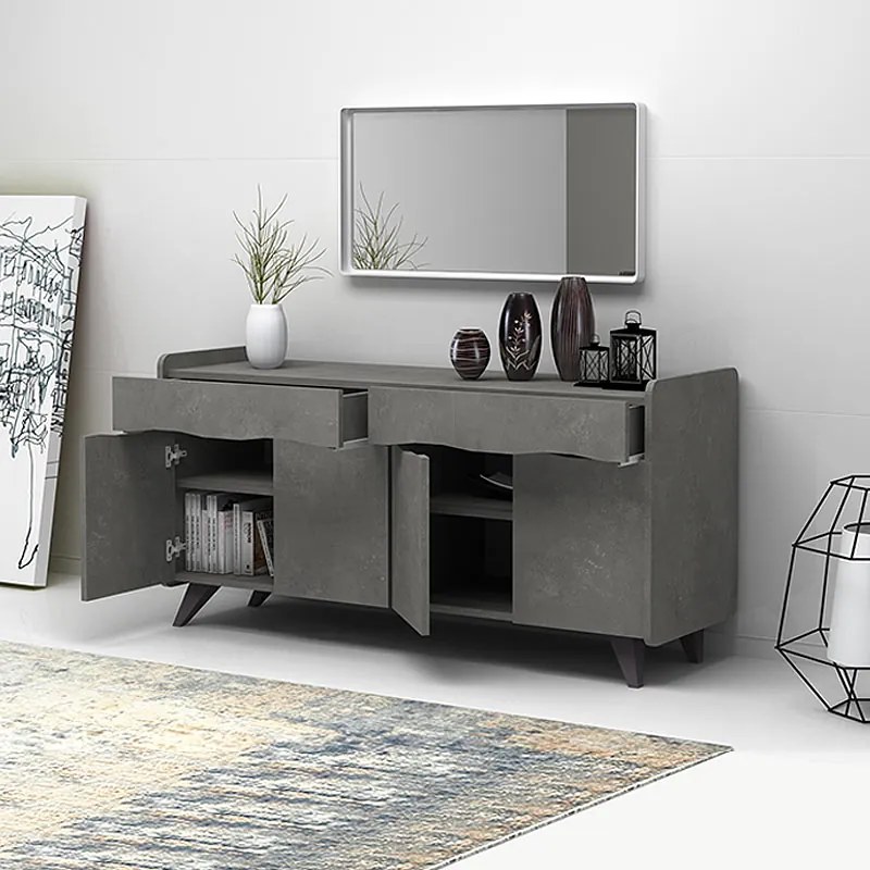 Μπουφές Sila Megapap χρώμα γκρι σκυροδέματος 140x45x72εκ.
