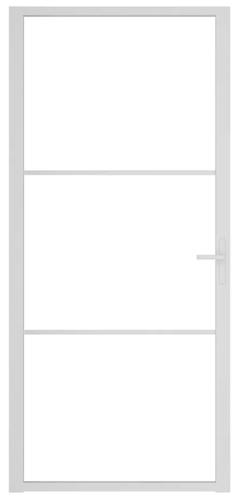 vidaXL Εσωτερική Πόρτα 93x201,5 εκ. Λευκό ESG Γυαλί και Αλουμίνιο