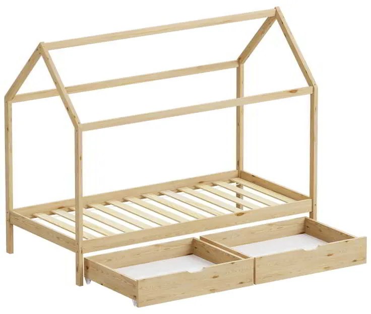 Παιδικό κρεβάτι Mellin τ.Montessori με 2 συρτάρια pakoworld ξύλο πεύκου σε φυσική απόχρωση 90x190εκ