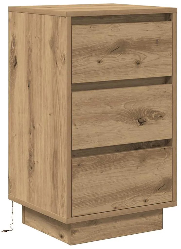 vidaXL Κομοδίνο με φώτα LED Artisan Oak 38x34x65 cm