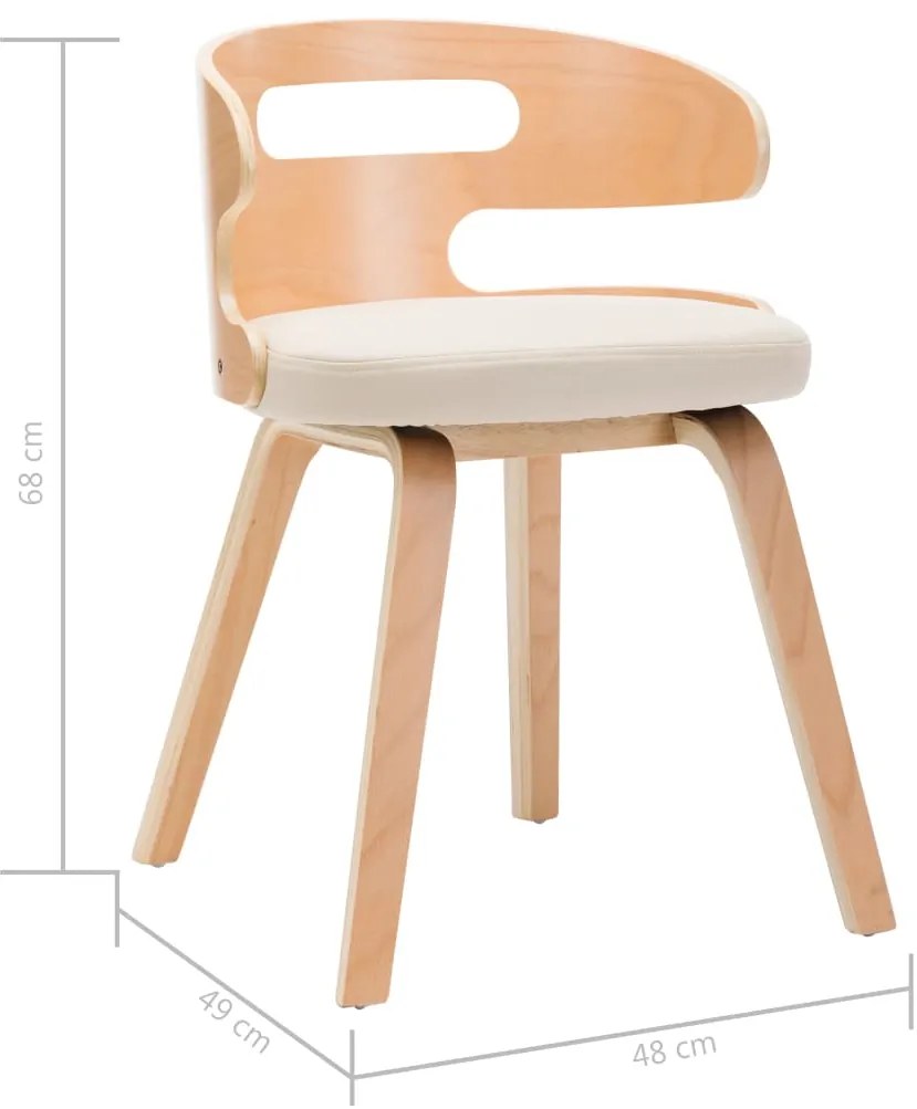 vidaXL Καρέκλες Τραπεζαρίας 6 τεμ. Κρεμ Λυγισμένο Ξύλο/Συνθετικό Δέρμα