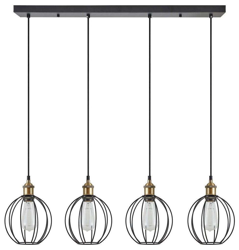 SE21-BR-10-4BL-GR2 MAGNUM Bronze Metal Pendant Black Metal Grid with Black Fabric Cable+ HOMELIGHTING 77-8716