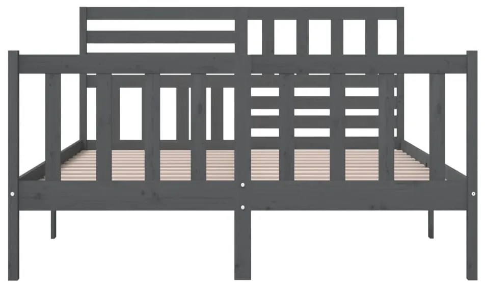 Πλαίσιο Κρεβατιού Γκρι 150 x 200 εκ. Μασίφ Ξύλο King Size - Γκρι