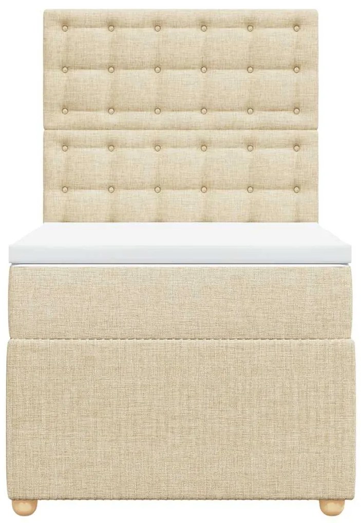 vidaXL Κρεβάτι Boxspring με Στρώμα Κρεμ 100 x 200 εκ. Υφασμάτινο