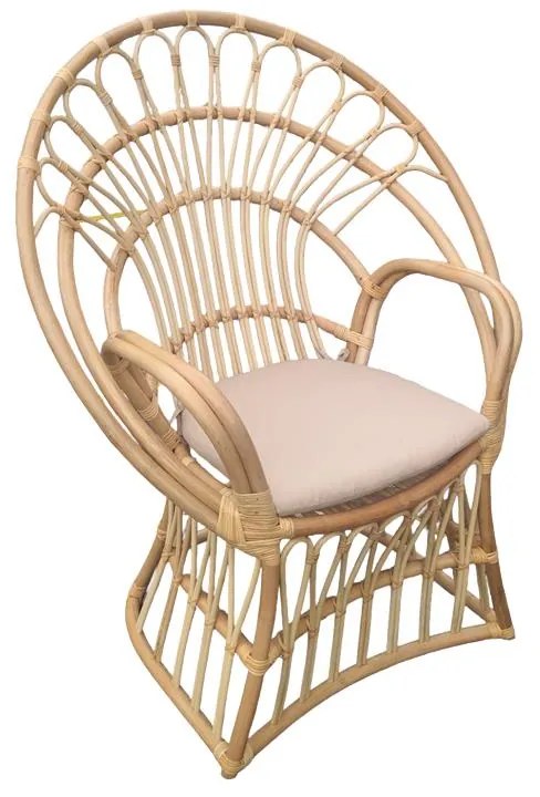 Πολυθρόνα Boloni Inart με μπεζ μαξιλάρι-φυσικό rattan 100x67x120εκ 100x67x120 εκ.