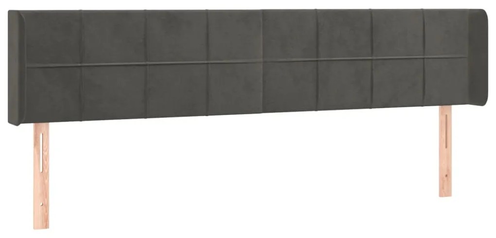 Κεφαλάρι Κρεβατιού LED Σκούρο Γκρι 183x16x78/88 εκ. Βελούδινο 3123297