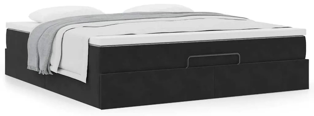 vidaXL Οθωμανικό κρεβάτι με στρώμα Μαύρο 160x200cm Velvet