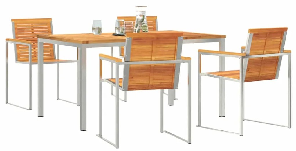 vidaXL Σέτ φαγητού για κήπο 5 pcs Σταθερό Ξύλο Ακακίας