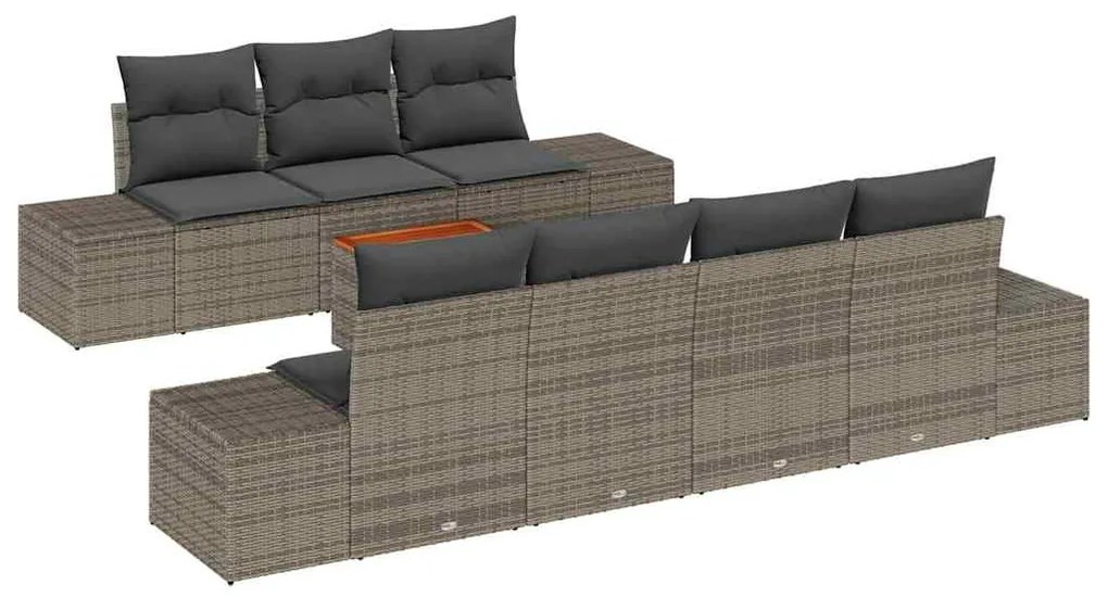 vidaXL Σετ Καναπέ Κήπου με μαξιλάρι 8 pcs Γκρι συνθετικό ρατάν