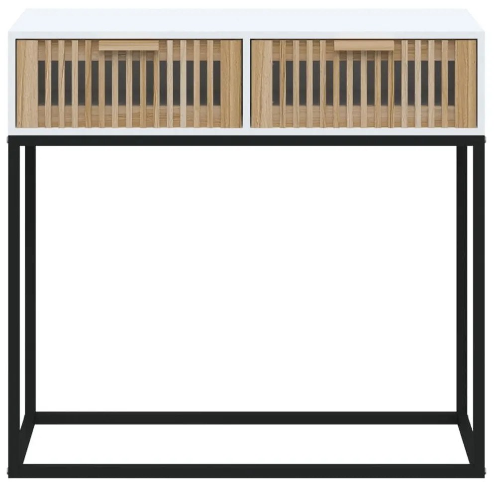 Τραπέζι Κονσόλα Λευκό 80x30x75 εκ. Επεξεργασμένο Ξύλο / Σίδερο - Λευκό