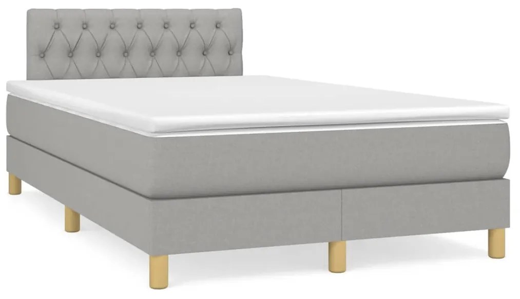 Κρεβάτι Boxspring με Στρώμα Ανοιχτό Γκρι 120x190 εκ. Υφασμάτινο