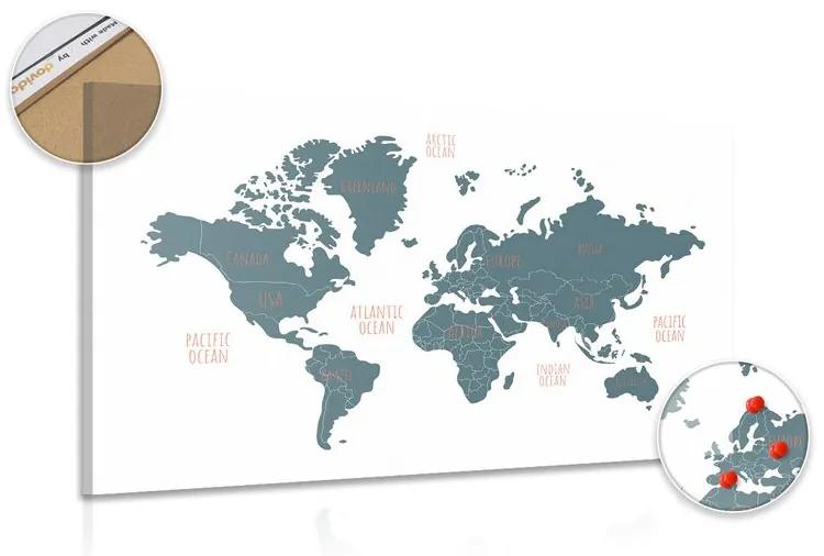 Εικόνα στο φελλό ενός σύγχρονου παγκόσμιου χάρτη - 90x60  wooden