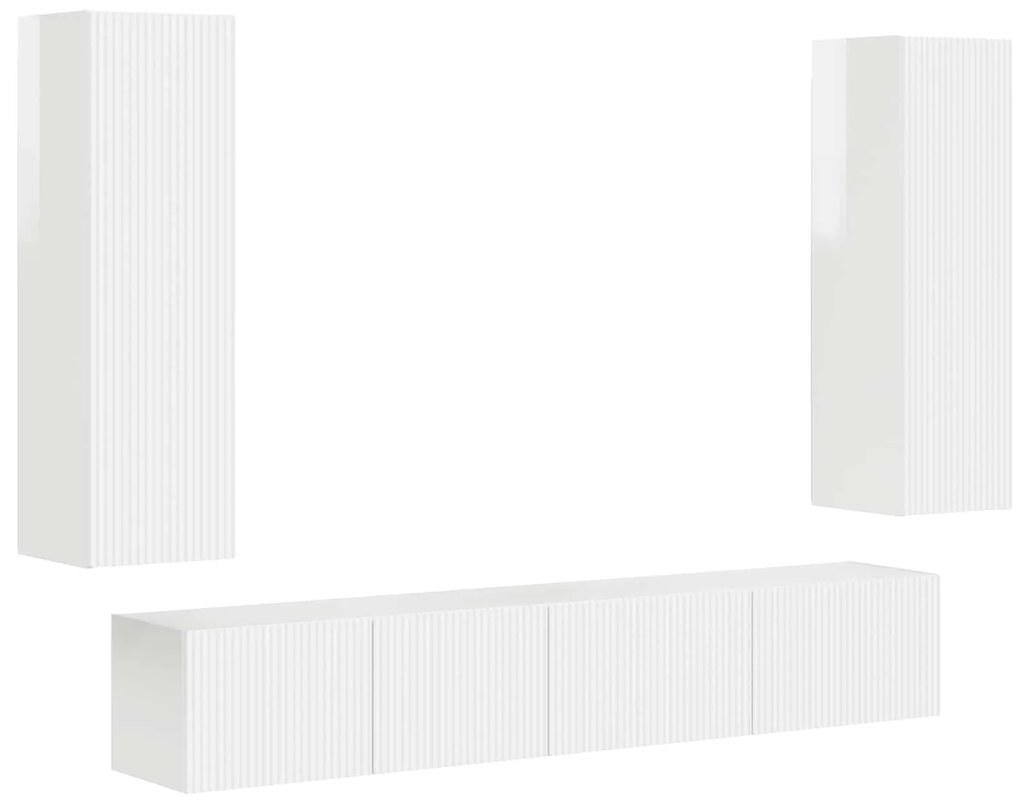 vidaXL Σετ επίπλου τηλεόρασης Επιτοίχιο 3 pcs Υψηλής γυαλάδας λευκό