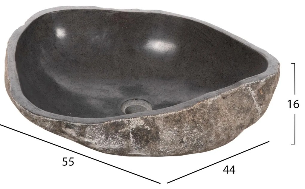 Νιπτήρας C4193 Stone sink Λαξευμένη πέτρα σε Γκρί απόχρωση 55x44x16 εκ. 55x44x16 εκ.