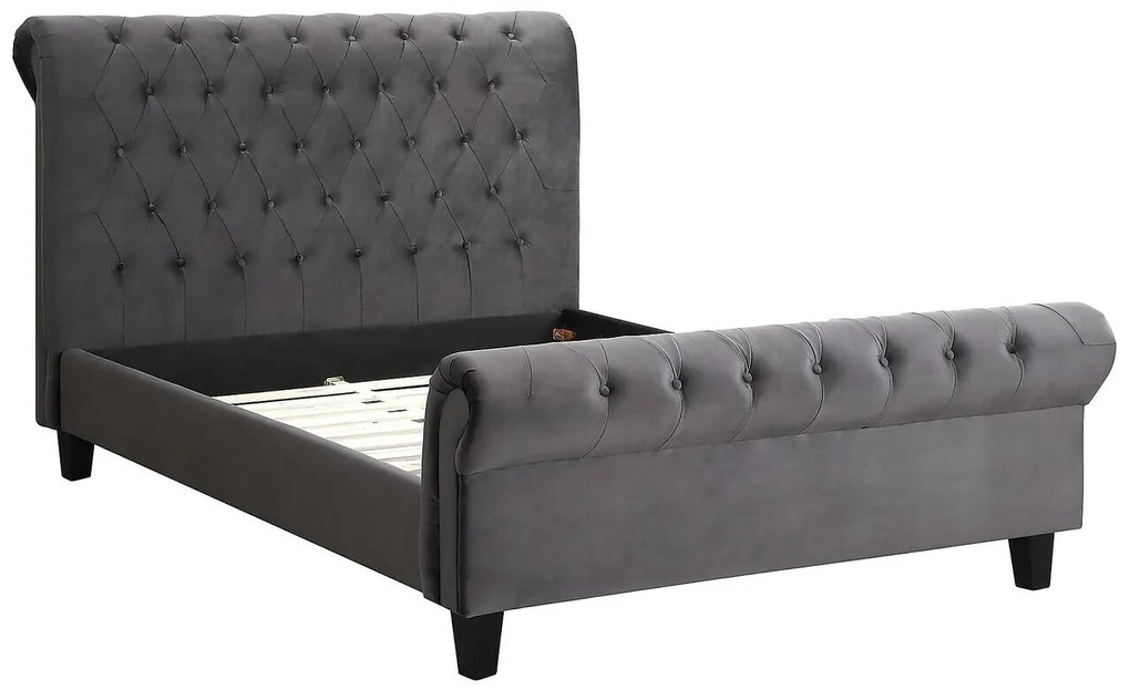 Κρεβάτι Riverton 634, Διπλό, Γκρι, 140x200, Ταπισερί, Τάβλες για Κρεβάτι, 156x250x118cm