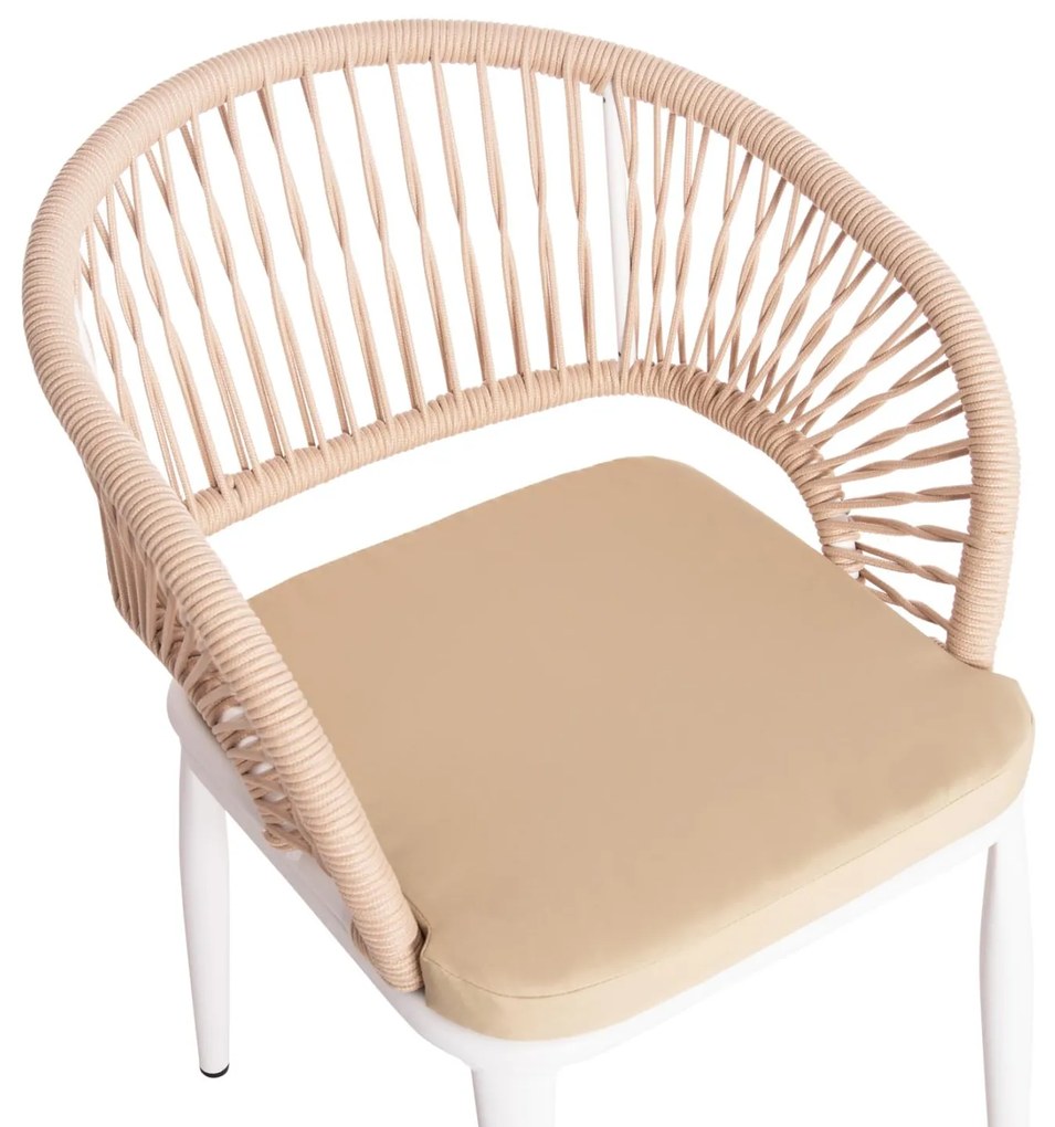 Καρέκλα - Πολυθρόνα MAGNET C6287.02 Λευκή Αλουμινίου με Μπέζ P.E. Σχοινί 59x61x81.5Υεκ. 4αδα 59x61x81.5 εκ.