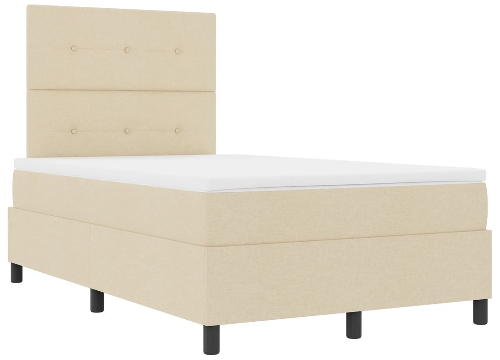 vidaXL Κρεβάτι Box Spring με Μαξιλάρι Κρεμ 120x200 εκ. Υφασμα