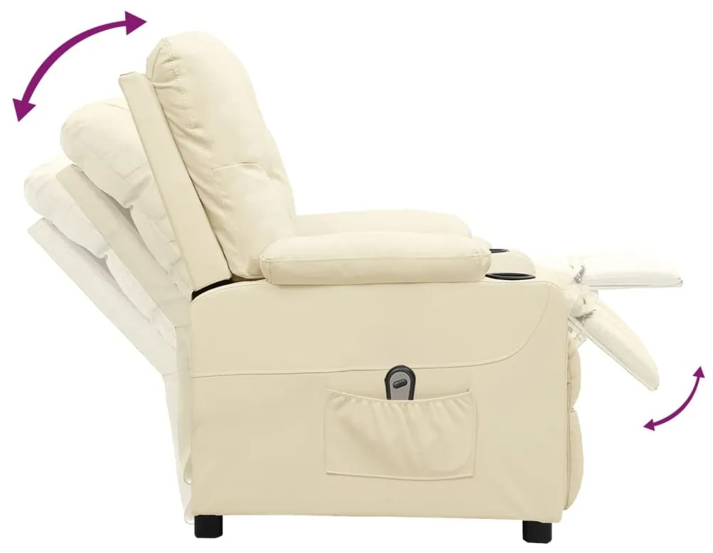 vidaXL Πολυθρόνα Ανακλινόμενη Ηλεκτρική Κρεμ από Συνθετικό Δέρμα